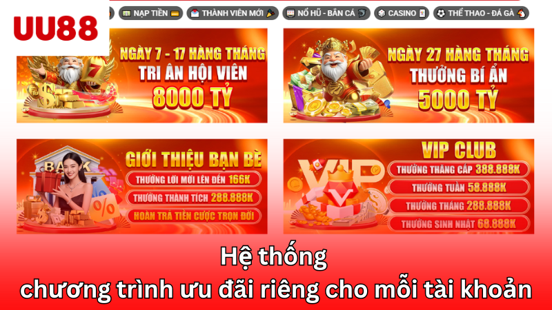 Hệ thống có chương trình ưu đãi riêng cho mỗi tài khoản